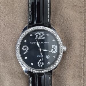 Dooney & Bourke Black and Silver Crystal Watch